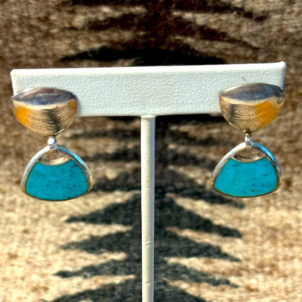 Jay King Vintage Sterling Silver & Turquoise Dangle Earrings